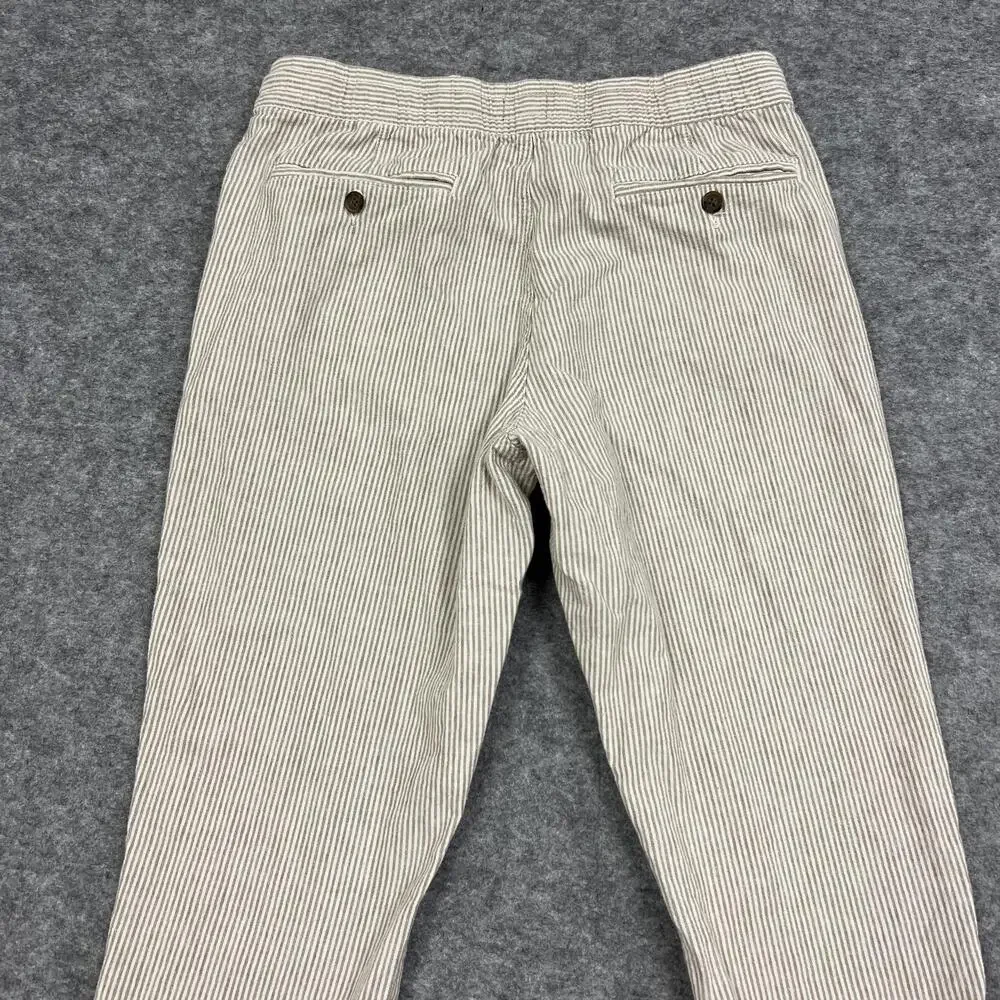 J CREW Pants Mens 32x30 Beige Driggs Jogger Linen Cotton Striped Fits30x28